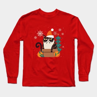 Grumpy Christmas Cat. Christmas Cat 2024 Long Sleeve T-Shirt